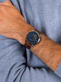 Buy Shop Fossil Townsman Automatic Blue Dial Brown Leather Strap Watch for Men - ME3110 USA Online