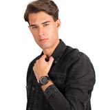 Buy Shop Armani Exchange Outerbanks Chronograph Black Dial Black Silicone Strap Watch For Men - AX1343 USA Online