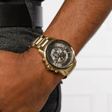 Armani Exchange Banks Chronograph Black Dial Gold Steel Strap Watch For Men - AX1721