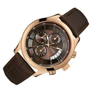 Buy Shop Guess Analog Chronograph Brown Dial Brown Leather Strap Watch For Men - W14052G2 USA Online
