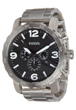 Buy Shop Fossil Nate Chronograph Black Dial Silver Steel Strap Watch for Men - JR1353 USA Online