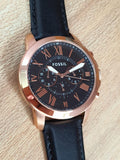 Buy Shop Fossil Grant Chronograph Grey Dial Black Leather Strap Watch for Men - FS5085 USA Online