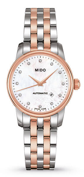Buy Shop Mido Baroncelli III Automatic Mother of Pearl White Dial Two Tone Steel Strap Watch For Women - M7600.9.69.1 USA Online