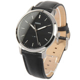 Buy Shop Fossil The Minimalist Three Hand Black Dial Black Leather Strap Watch for Men - FS5398 USA Online