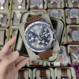 Buy Shop Fossil Brox Multifunction Grey Dial Brown Leather Strap Watch for Men - BQ2800 USA Online