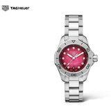 Buy Shop Tag Heuer Aquaracer Professional 200 Automatic Diamond Ruby Red Dial Silver Steel Strap Watch for Women - WBP2414.BA0622 USA Online