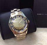 Buy Shop Marc Jacobs Henry Transparent Gold Dial Gold Steel Strap Watch for Women - MBM3206 USA Online