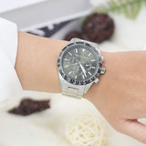 Buy Shop Michael Kors Layton Chronograph Green Dial Silver Steel Strap Watch For Men - MK8912 USA Online