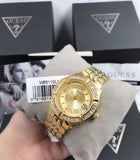 Buy Shop Guess Dazzling Diamonds Gold Dial Gold Steel Strap Watch for Women - W85110L1 USA Online