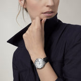 Buy Shop Cartier Ballon Bleu De Cartier Silver Dial Black Leather Strap Watch for Women - WSBB0028 USA Online