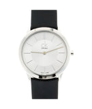 Buy Shop Calvin Klein Minimal Silver Dial Black Leather Strap Watch for Women - K3M221C6 USA Online
