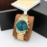 Buy Shop Michael Kors Runway Hunger Stop100 Series Blue Dial Gold Steel Strap Watch for Women - MK5815 USA Online