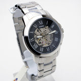 Buy Shop Fossil Grant Automatic Skeleton Black Dial Silver Steel Strap Watch for Men - ME3103 USA Online