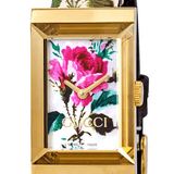 Buy Shop Gucci G-Frame Floral Mother of Pearl Dial White Leather Strap Watch For Women - YA147406 USA Online