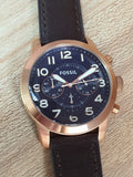 Buy Shop Fossil Pilot 54 Chronograph Blue Dial Brown Leather Strap Watch for Men - FS5204 USA Online