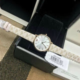 Buy Shop Emporio Armani Classic White Dial Beige Leather Strap Watch For Women - AR11008 USA Online
