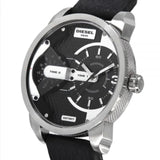 Buy Shop Diesel Mini Daddy Black Silver Dial Black Leather Strap Watch For Men - DZ7307 USA Online