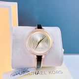 Buy Shop Michael Kors Jaryn Quartz Gold Dial Black Steel Strap Watch For Women - MK4544 USA Online