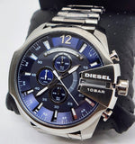 Buy Shop Diesel Mega Chief Chronograph Blue Dial Silver Steel Strap Watch For Men - DZ4417 USA Online