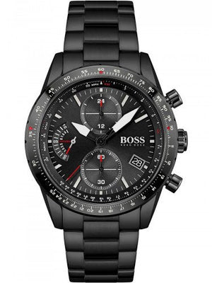 Buy Shop Hugo Boss Pilot Edition Chronograph Black Dial Black Steel Strap Watch for Men - 1513854 USA Online