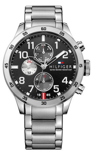 Buy Shop Tommy Hilfiger Cool Sport Multifunction Black Dial Silver Steel Strap Watch for Men - 1791141 USA Online