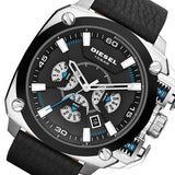 Buy Shop Diesel BAMF Chronograph Black Dial Black Leather Strap Watch For Men - DZ7345 USA Online