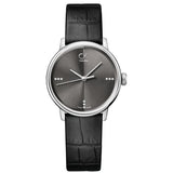 Buy Shop Calvin Klein Grey Dial Black Leather Strap Watch for Women - K2Y2Y1CU USA Online