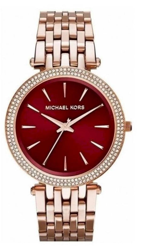 Buy Shop Michael Kors Darci Red DIal Rose Gold Stainless Steel Strap Watch for Women - MK3378 USA Online