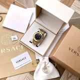 Versace Greca Action Chronograph Black Dial Gold Steel Strap Watch For Men - VE3J00622