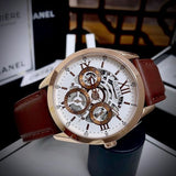 Buy Shop Guess Multi-Function Chronograph White Dial Brown Leather Strap Watch For Men - GW0389G8 USA Online