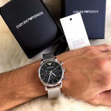 Buy Shop Emporio Armani Luigi Chronograph Black Dial Silver Mesh Bracelet Watch For Men - AR1811 USA Online