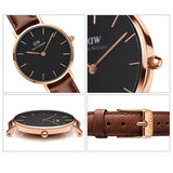 Buy Shop Daniel Wellington Classic Petite St Mawes Black Dial Brown Leather Strap Watch For Women - DW00100225 USA Online