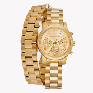 Buy Shop Michael Kors Runway Chronograph Analog Gold Dial Gold Steel Strap Watch for Women - MK7452 USA Online