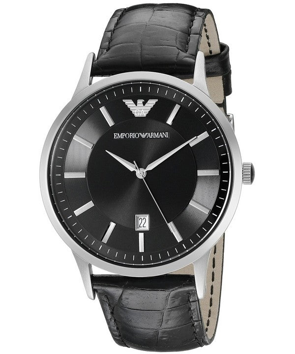 Buy Shop Emporio Armani Renato Black Dial Leather Strap Watch For Men - AR2411 USA Online
