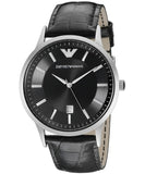 Buy Shop Emporio Armani Renato Black Dial Leather Strap Watch For Men - AR2411 USA Online