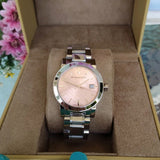 Buy Shop Burberry The City Pink Dial Silver Steel Strap Watch for Women - BU9124 USA Online