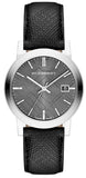 Burberry The City Grey Dial Black Leather Strap Watch for Men - BU9030