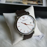 Buy Shop Emporio Armani Herren White Dial Brown Leather Strap Watch For Men - AR11103 USA Online