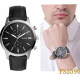 Buy Shop Fossil Townsman Multifunction Black Dial Black Leather Strap Watch for Men - FS5396 USA Online