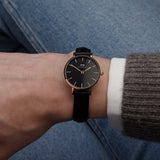 Buy Shop Daniel Wellington Classic Petite Sheffield Black Dial Black Leather Strap Watch For Women - DW00100224 USA Online