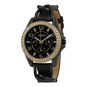 Buy Shop Fossil Riley Black Dial Black Leather Strap Watch for Women - ES3696 USA Online