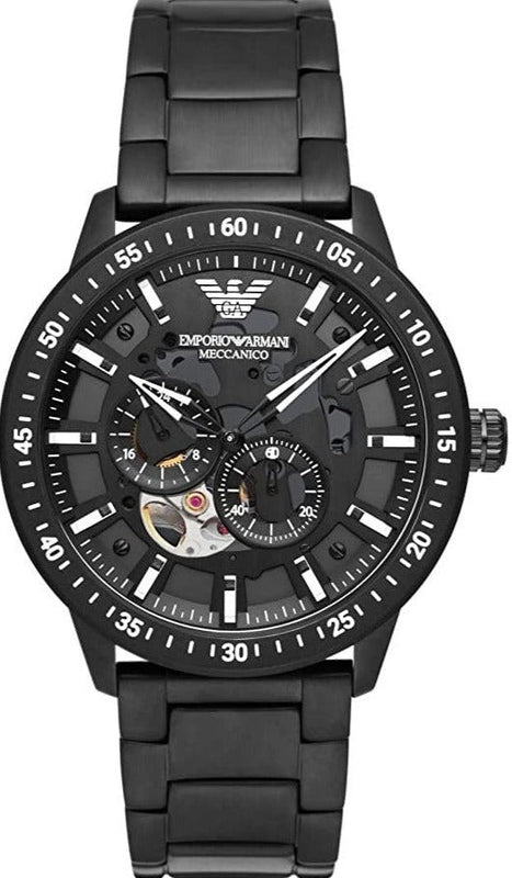 Buy Shop Emporio Armani Meccanico Automatic Black Dial Black Steel Strap Watch For Men - AR60054 USA Online