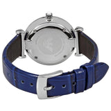 Buy Shop Emporio Armani Gianni T Bar Quartz Crystals Silver Dial Blue Leather Strap Watch For Women - AR11344 USA Online