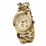 Buy Shop Michael Kors Runway Twist Gold Dial Gold Stainless Steel Strap Watch for Women - MK3131 USA Online