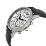 Buy Shop Emporio Armani Classic Chronograph Silver Dial Black Leather Strap Watch For Men - AR2432 USA Online