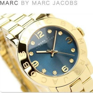 Buy Shop Marc Jacobs Amy Blue Dial Gold Steel Strap Watch for Women - MBM3166 USA Online