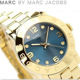 Buy Shop Marc Jacobs Amy Blue Dial Gold Steel Strap Watch for Women - MBM3166 USA Online