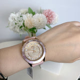 Buy Shop Michael Kors Runway Three Hand Crystal Pave Dial Pink Rubber Strap Watch For Women - MK6854 USA Online