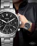 Buy Shop Fossil Goodwin Chronograph Black Dial Silver Steel Strap Watch for Men - FS5412 USA Online