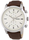 Fossil Townsman Chronograph White Dial Brown Leather Strap Watch for Men - FS5350